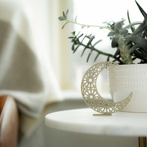Tabletop Crescent Moon with Moroccan Design - Islamic Decor | Available in 3 Sizes