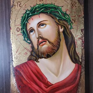 Hand-Painted Orthodox Icon of Christ | Religious Wall Decor | Catholic Art | Jesus Portrait | Icon Painting |  Christian Icons | Sacred Gift