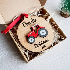 Personalised Tractor Christmas Tree Bauble Decoration Gift Keepsake image 8