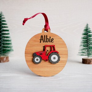 Personalised Tractor Christmas Tree Bauble Decoration Gift Keepsake image 5
