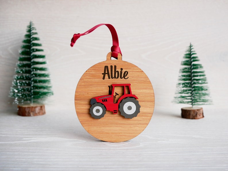 Personalised Tractor Christmas Tree Bauble Decoration Gift Keepsake image 5