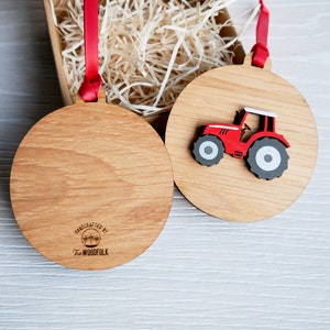 Personalised Tractor Christmas Tree Bauble Decoration Gift Keepsake image 9