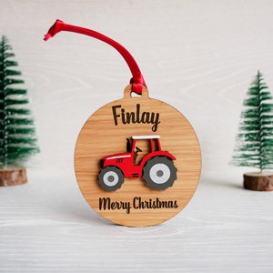 Personalised Tractor Christmas Tree Bauble Decoration Gift Keepsake image 3