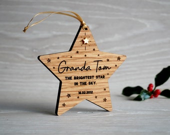 Loved One Bereavement Christmas Tree Star Decoration Personalised Gift