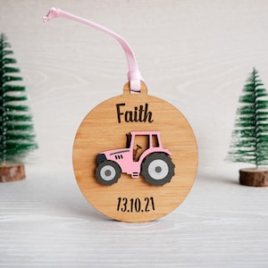 Personalised Tractor Christmas Tree Bauble Decoration Gift Keepsake image 6