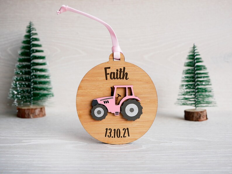 Personalised Tractor Christmas Tree Bauble Decoration Gift Keepsake image 6