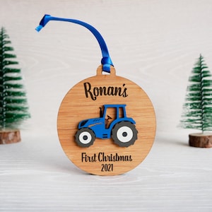 Personalised Tractor Christmas Tree Bauble Decoration Gift Keepsake image 4