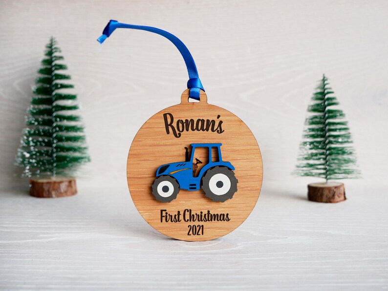 Personalised Tractor Christmas Tree Bauble Decoration Gift Keepsake image 4