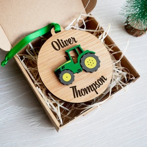 Personalised Tractor Christmas Tree Bauble Decoration Gift Keepsake image 7