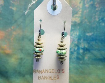 Ceramic and Gold Colored Stacked Earrings