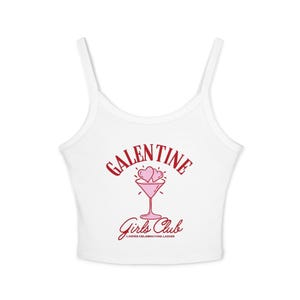 Galentine Girls Club Martini Heart Tank Top | Spaghetti Strap Crop