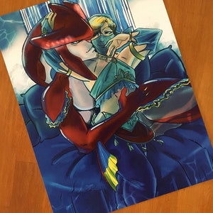 BotW Sidlink Gerudo Link Waterfall 8.5&quot;x11&quot; print