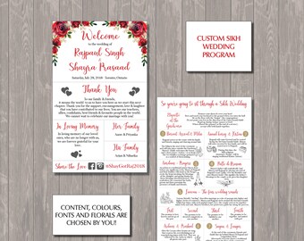 sikh wedding program etsy