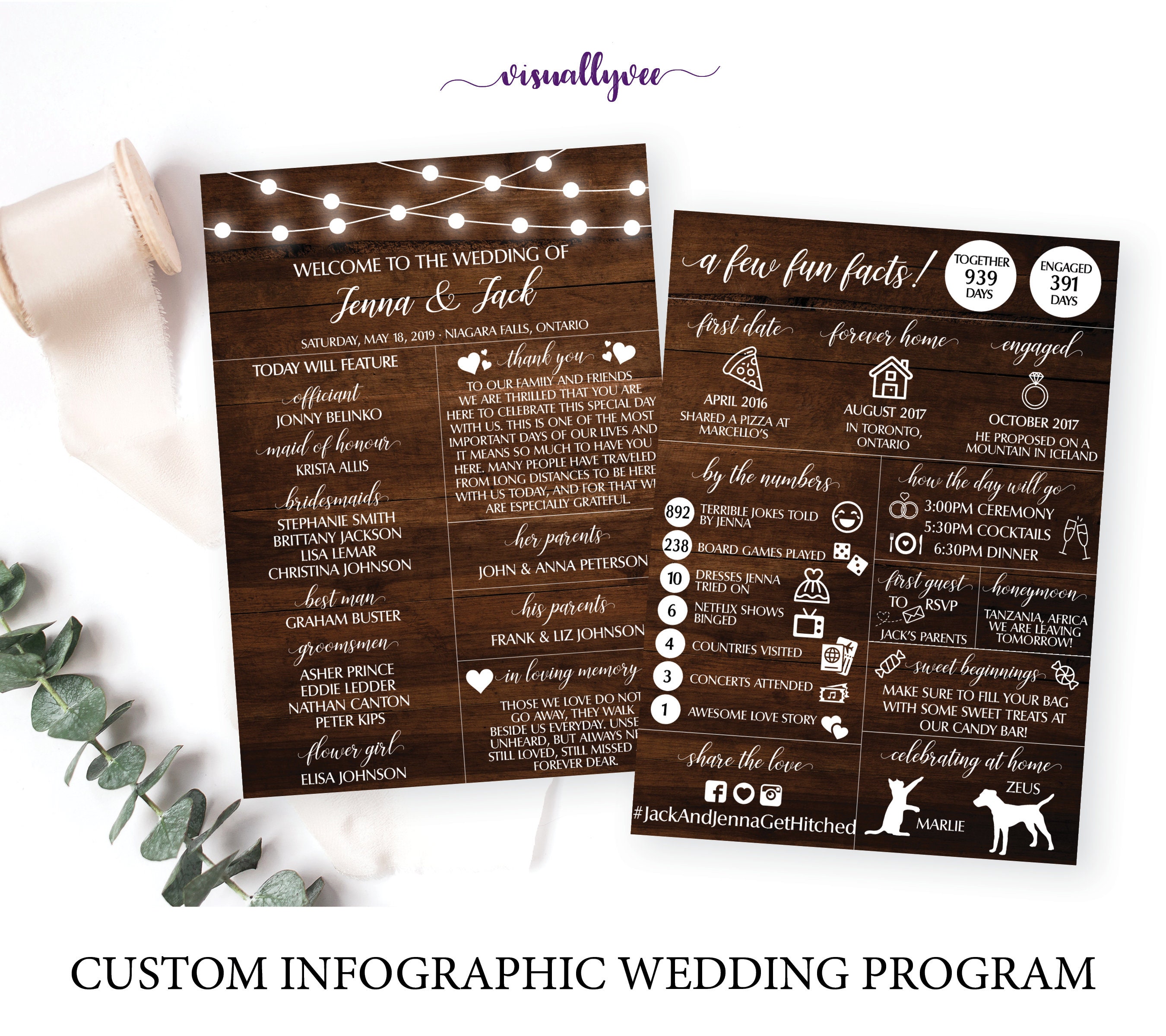 Infographic Wedding Program Fun Wedding Program Fun Facts Etsy Israel