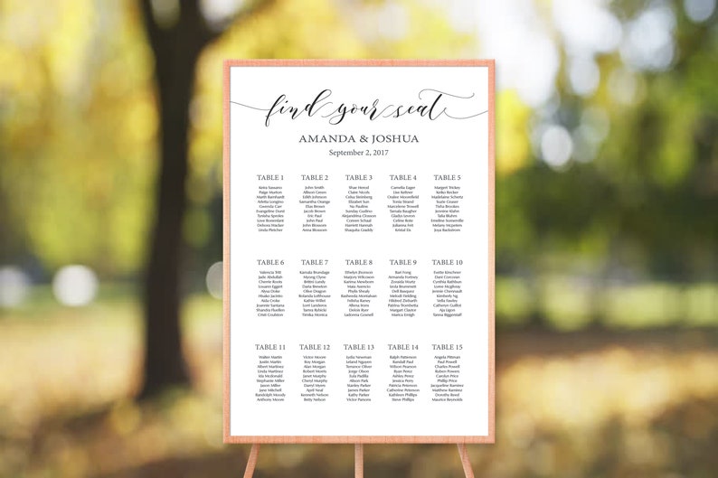 15 Table Seating Chart