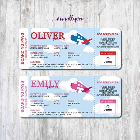 Children's Boarding Pass Birthday Invitation Boy Etsy