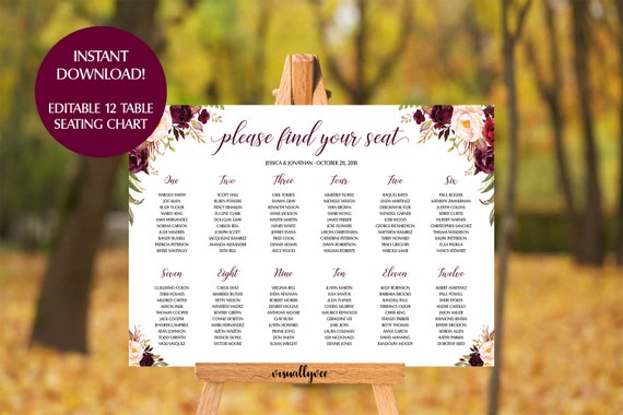 12 Table Seating Chart