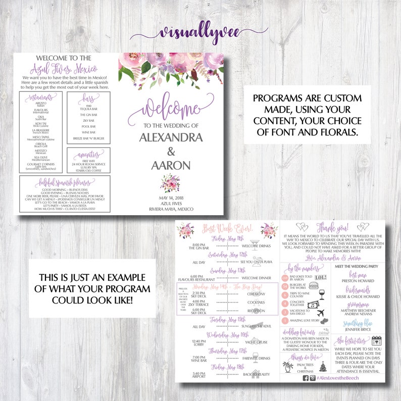 Destination Wedding Program Infographic Destination Wedding Etsy