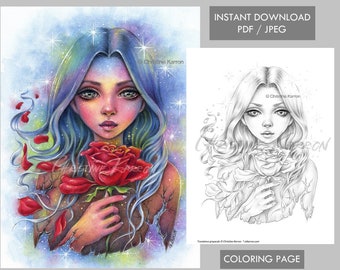 Transience Coloring Page Grayscale illustration Instant Download Printable File (JPEG and PDF)