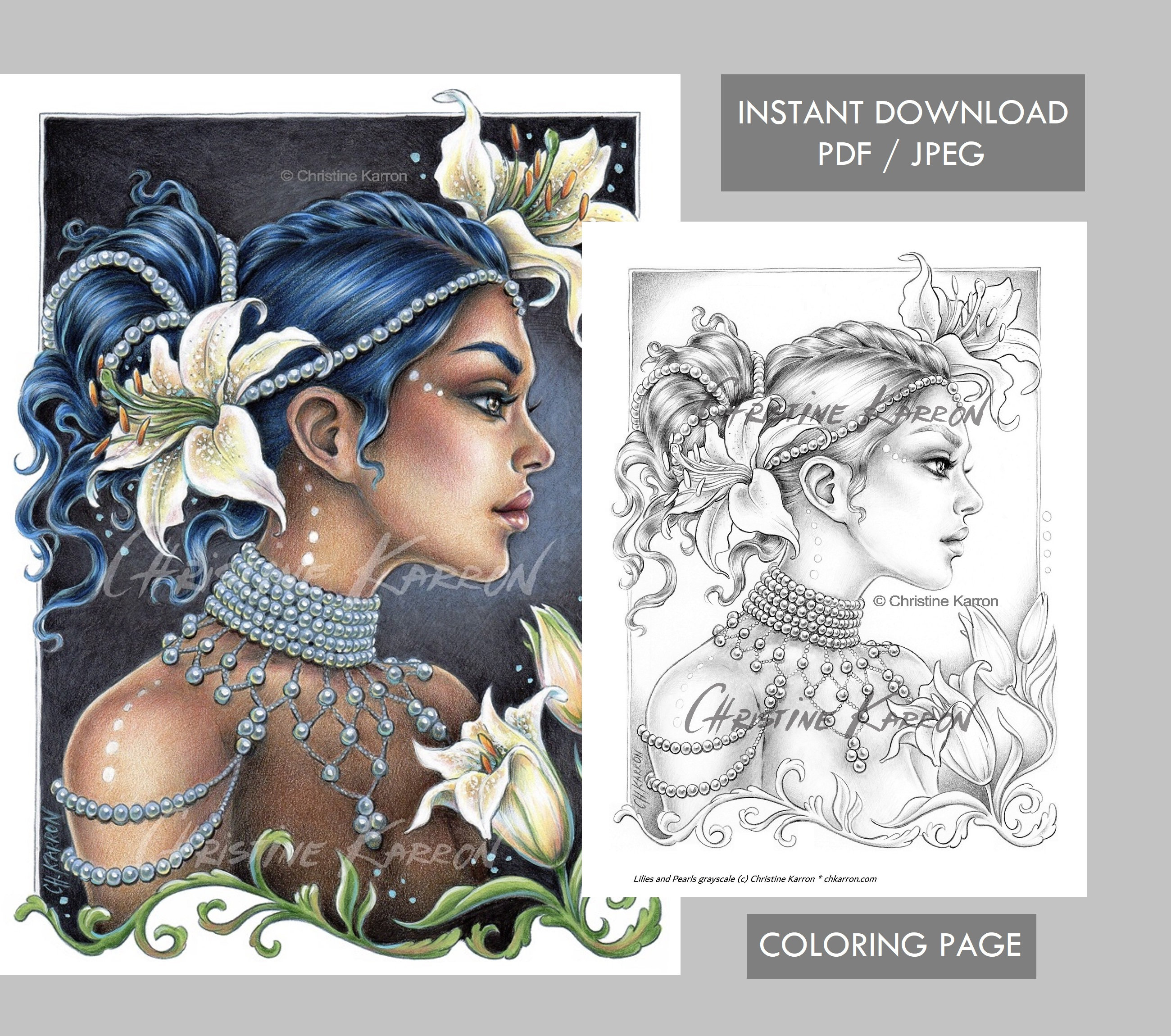 Lilies and Pearls — coloring book cover