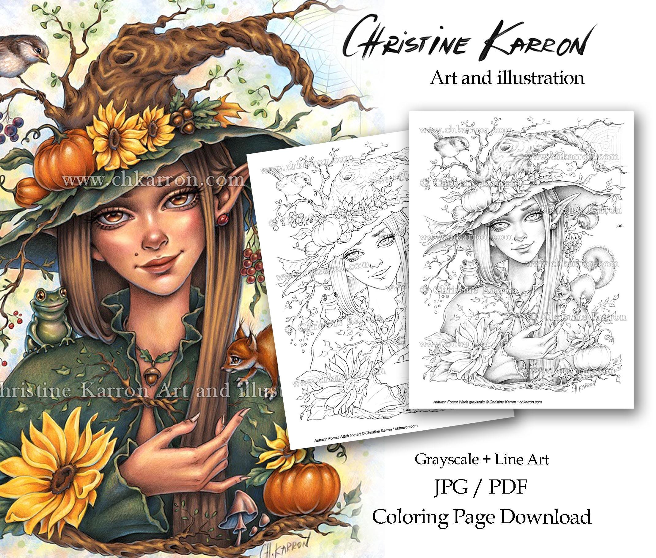 Autumn Forest Witch — coloring book cover
