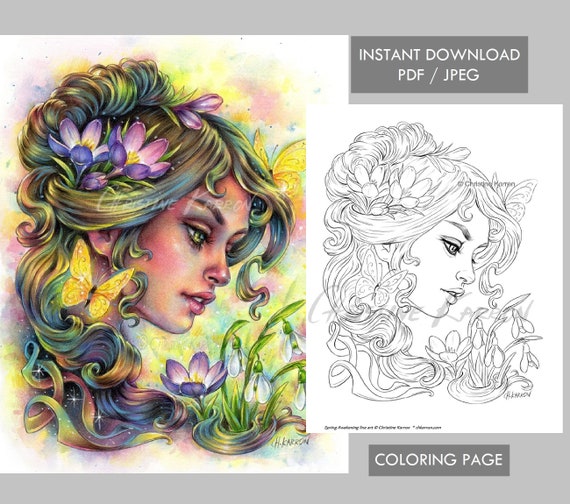 Spring Awakening Fairy Coloring Page Line-art Illustration - Etsy New Zealand Spring Awakening Fairy Coloring Page Line-art Illustration - Etsy New Zealand