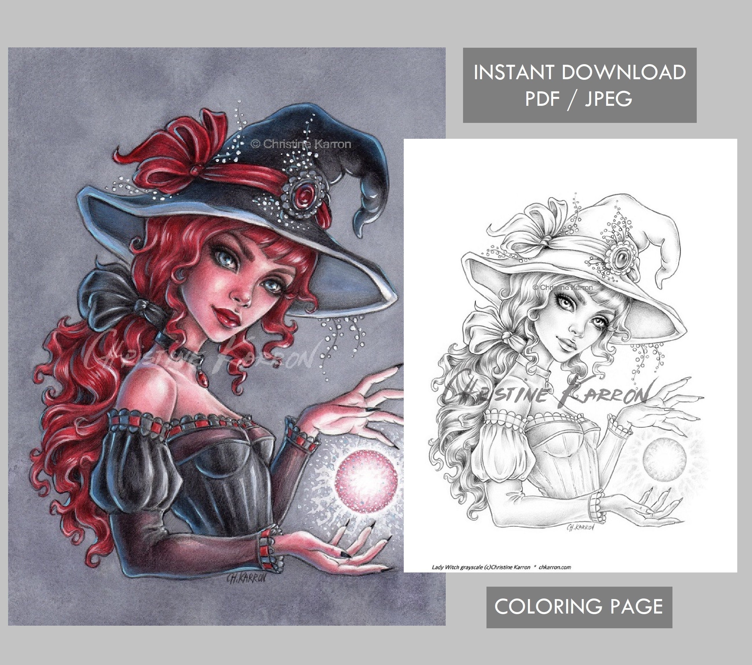 Lady Witch Spooktober — coloring book cover
