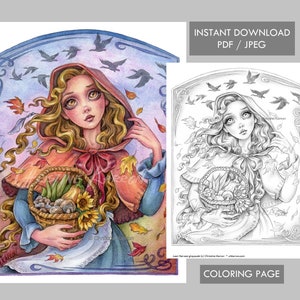 Last Harvest Coloring Page Grayscale illustration Instant Download Printable File (JPEG and PDF)