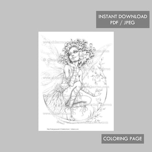 Fairy Portal Coloring Page Grayscale Flower Magick Fairy Wings Female Fae Instant Download Printable File (JPEG and PDF) Christine Karron