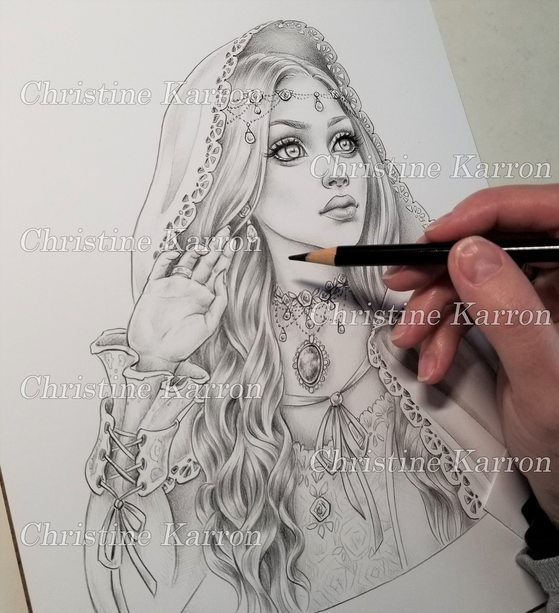 Amber Coloring Page GRAYSCALE Illustration Fae Hood Woman - Etsy
