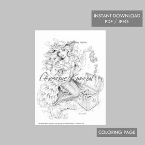 Zapatos de sirena para colorear Página en escala de grises Descarga instantánea de archivo imprimible (JPEG y PDF)
