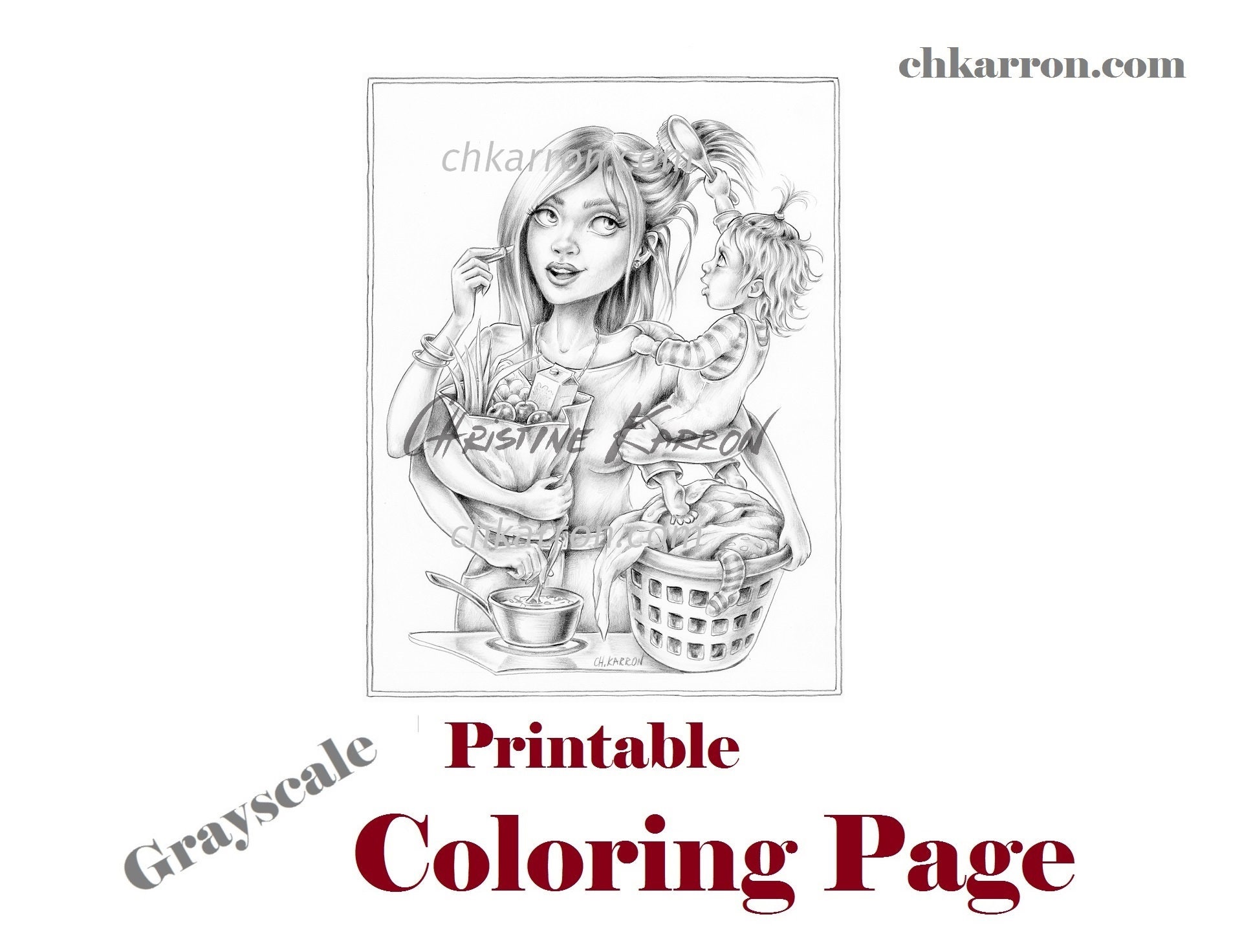 Mother's Day Grayscale — coloring book cover