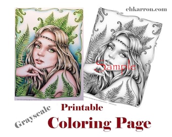 Fairies Grayscale Coloring Book PDF Instant Download Printable