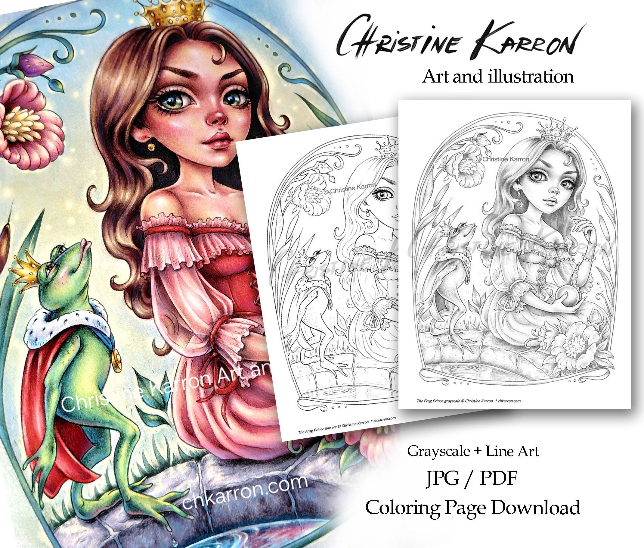 Frog Prince Princess Christine Karron fairytale — coloring book cover
