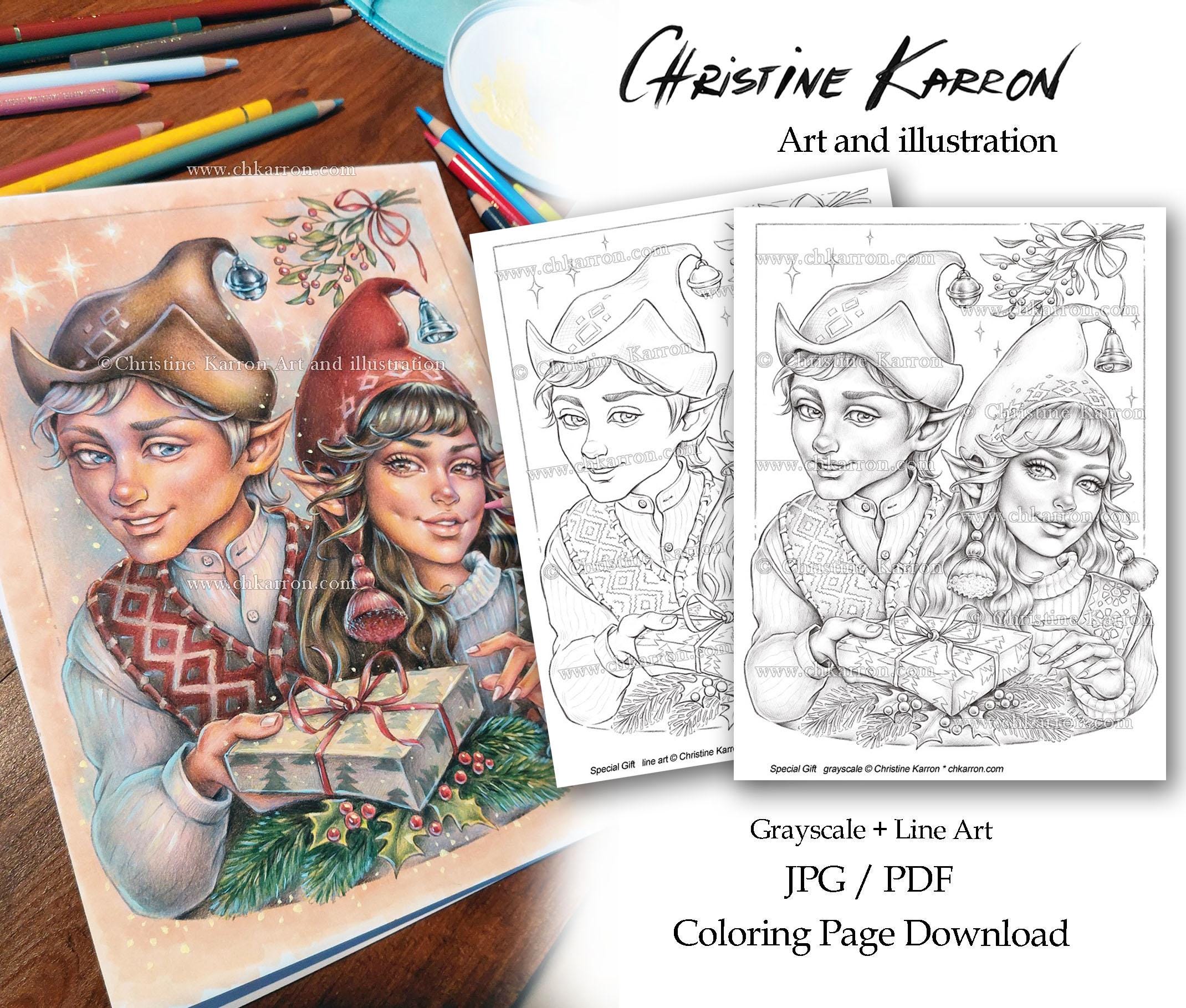 Christmas Yule Elves Gift — coloring book cover