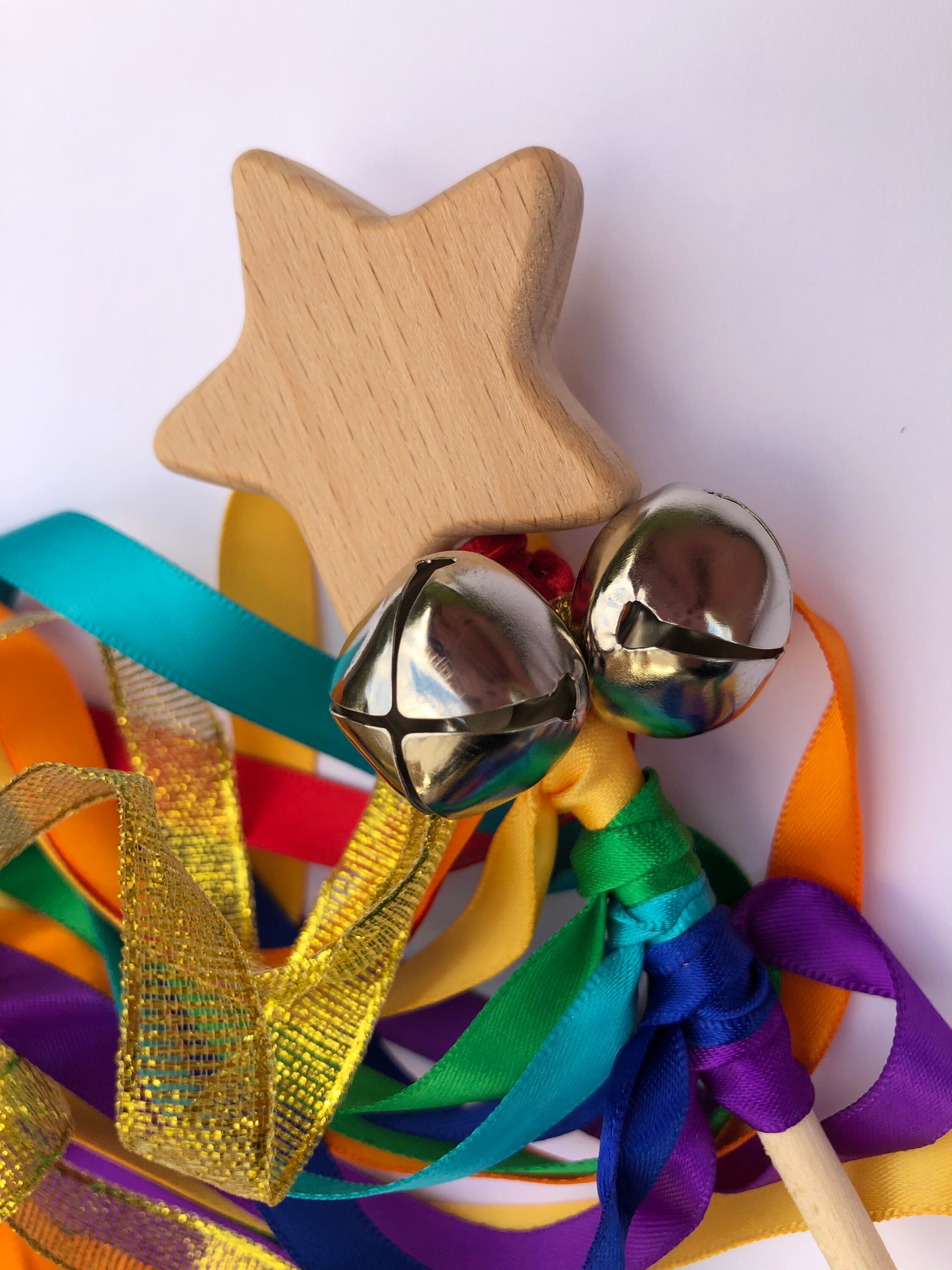 Wooden Rainbow Wand Sensory Ribbon Princess Wand Hand Etsy Australia