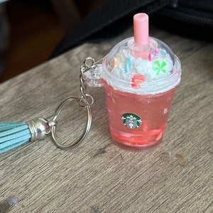 Miniature Iced Coffee Keychain, Faux Frappuccino Charm, Kawaii Accessories,  Backpack Charms, Gift For Friend, Secret Santa, Keychain