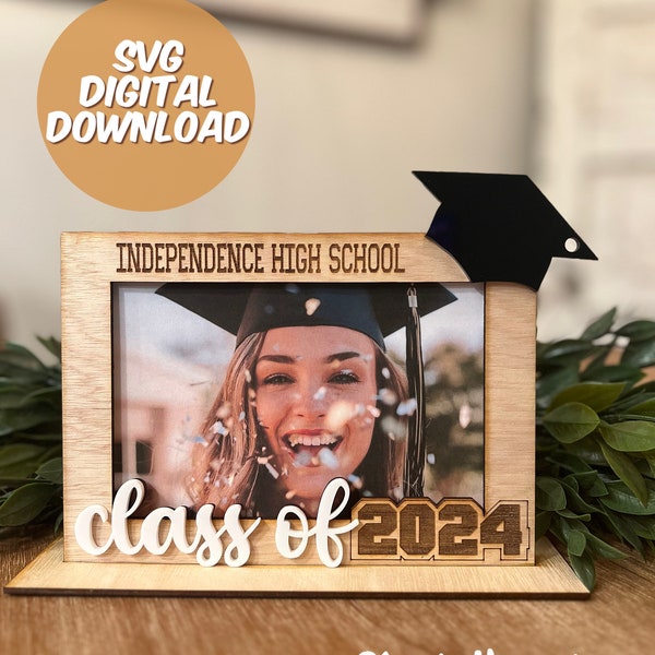 Graduation Frame, Grad SVG File, 2024 Grad, Glowforge File, Laser SVG File, Font Included, Instant Digital Download