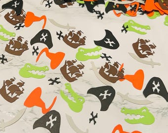 Pirate Birthday Confetti: Ship, Skull, Hook, Crocodile