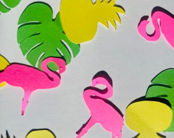 Tropical island confetti mix / pineapple / banana leaf / flamingos / island / tropics /baby shower / birthday / sleepover /gender reveal