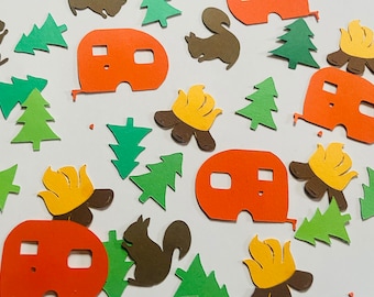 Woodland Camper Confetti Mix: Campfire, Trees, Squirrels, RV Party Decorations