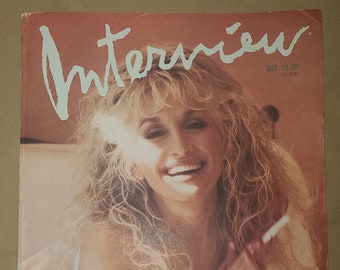 INTERVIEW MAGAZINE, Dolly Parton Art Cover, July 1989, Andy Warhol's Magazine, Celebrities, Artists, Vintage