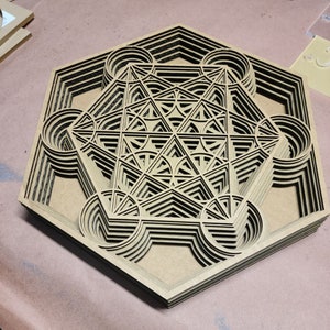 Sacred Geometry, Metatron's Cube, Mandala Wall Art, SVG, DXF, 7 layers, wood decor