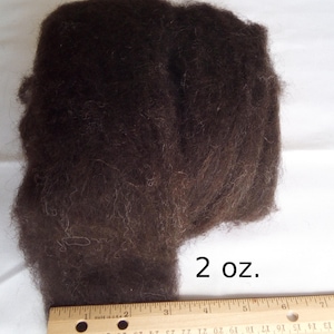 Dark Brown Shetland Icelandic crossbred Wool Roving 2 oz.