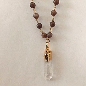 Brown Moonstone Rosary Necklace