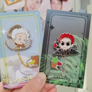 GoodOmens-enamel badge set with chain