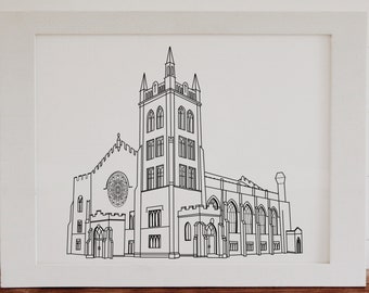 Dibujo lineal de la capilla Hope College, Holland, Michigan