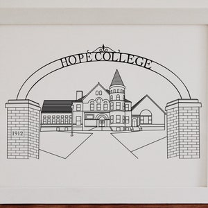 Hope College Arch Holland Michigan Line Drawing