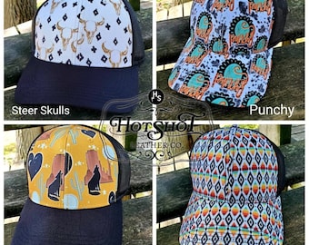 Western Baseball Cap, Patterned Baseball Cap, western print cap, Aztec, Cow Skull, Serape, Coyote Desert Hat, Boho Hat, Serape Aztec Cap