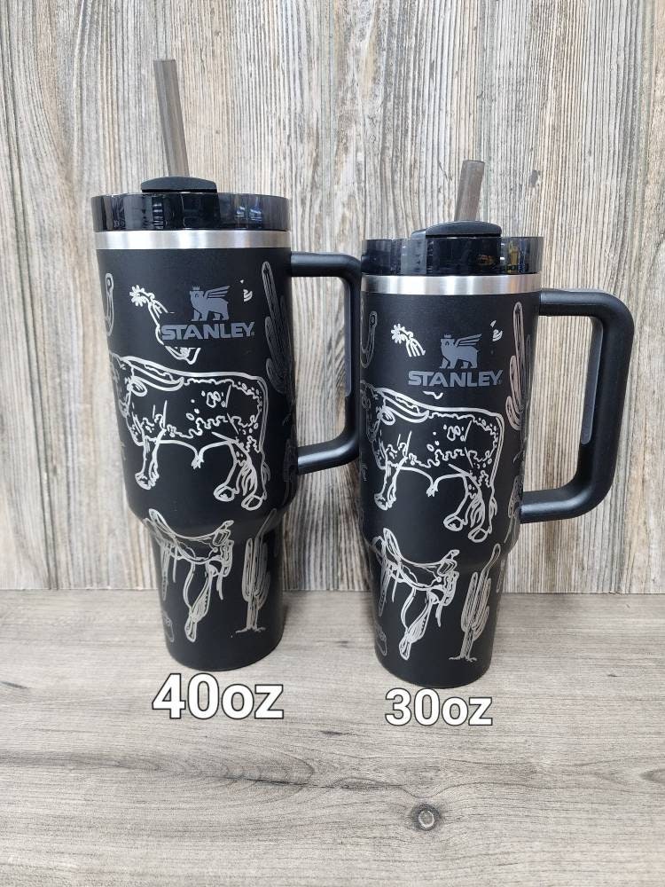 Western Theme Tumbler, Engraved Stanley, 40oz Quencher, Custom Cup,  Personalized Water Bottle, Western Gifts, Highlander, Cow, Cactus 
